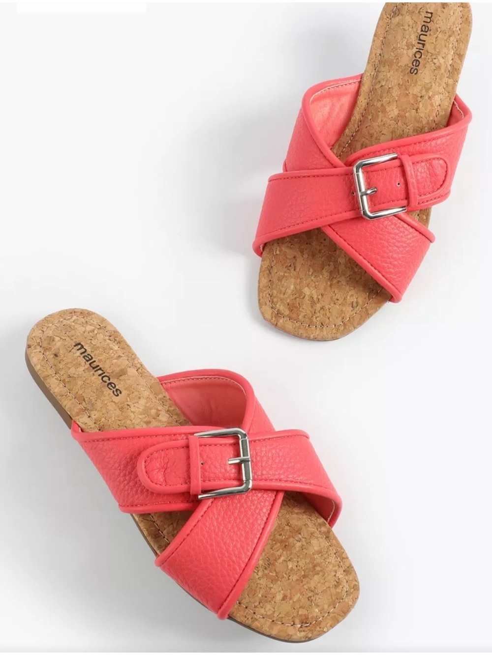 Maurices Coral Buckle Cross-Band Slide Sandals